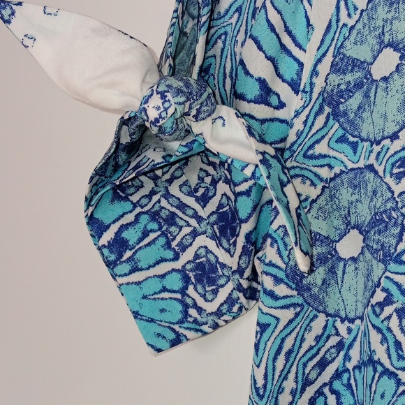 Blue Patterned Button-Front Maxi Dress - Picture 4 of 10